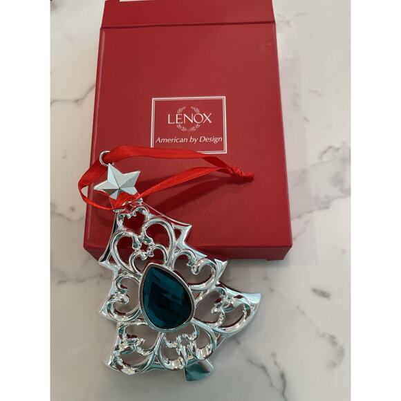 Lenox Silverplate Bejeweled Christmas Tree Ornament Keepsake NIB 856360 - Picture 3 of 5